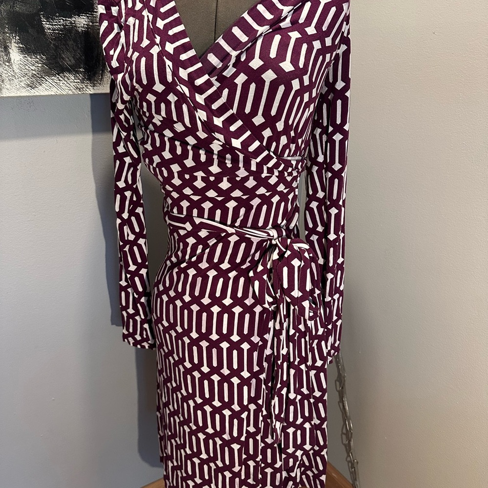 Geometric Patterned Wrap Dress - image 3